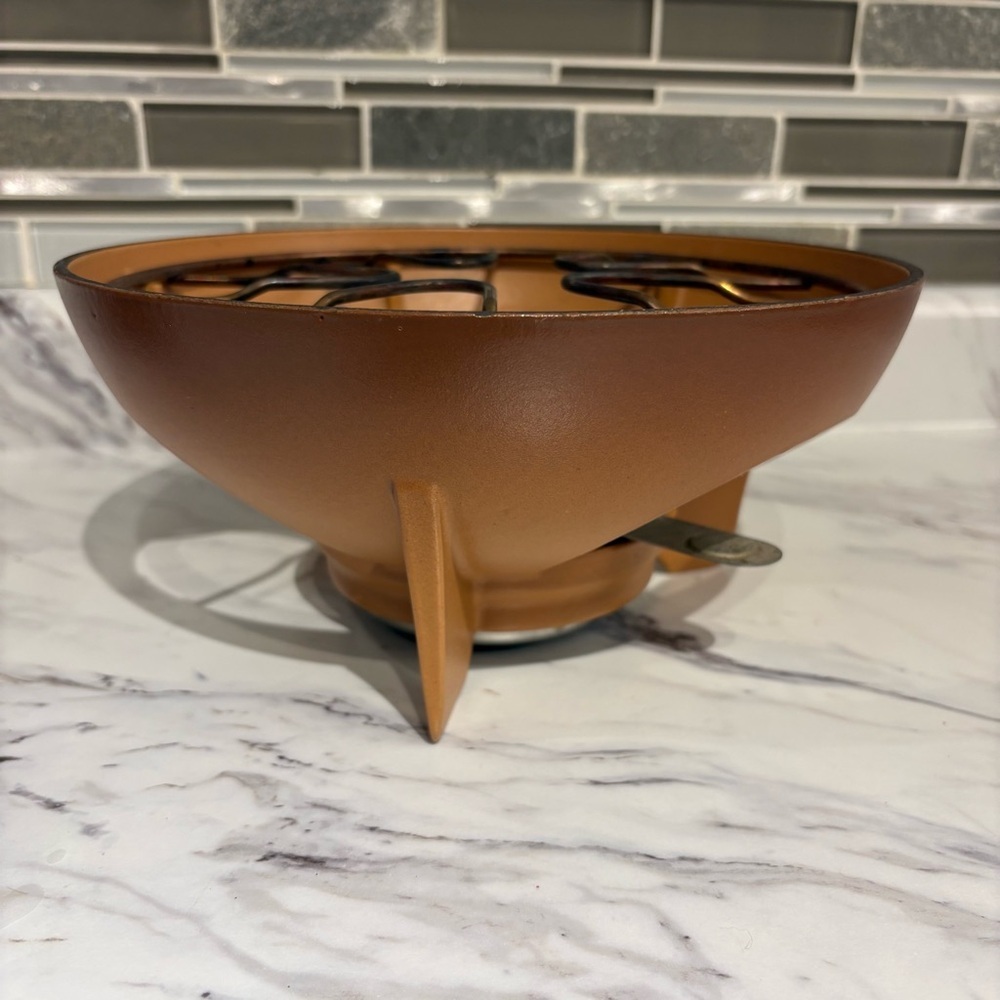 Vintage LeCreuset Fondue Pot Enameled Cast Iron Ombre Terra - Picture 2 of 16